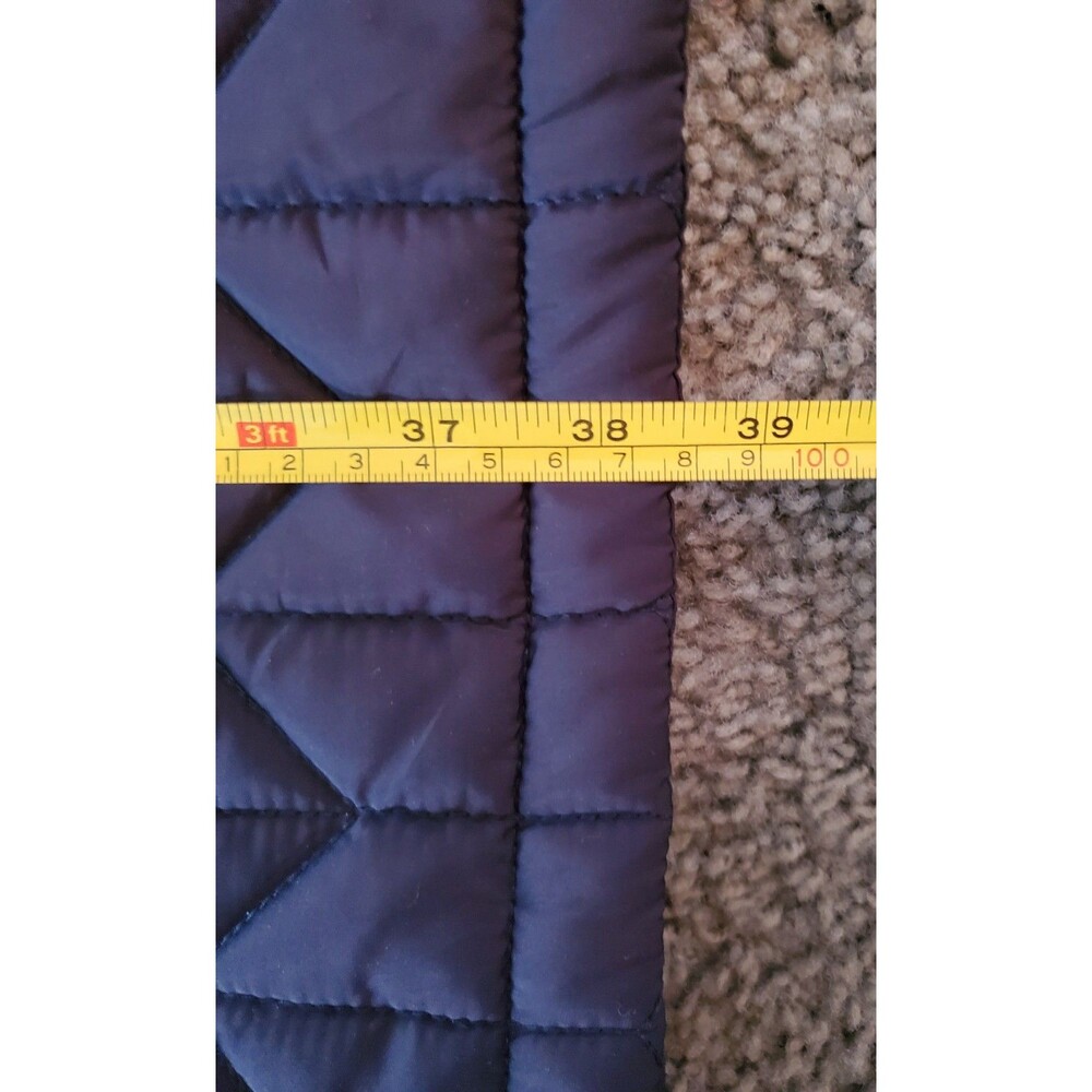 Andrew Marc Navy Herringbone Quilted Long Puffer Coat XL Missing Hood - Picture 12 of 16